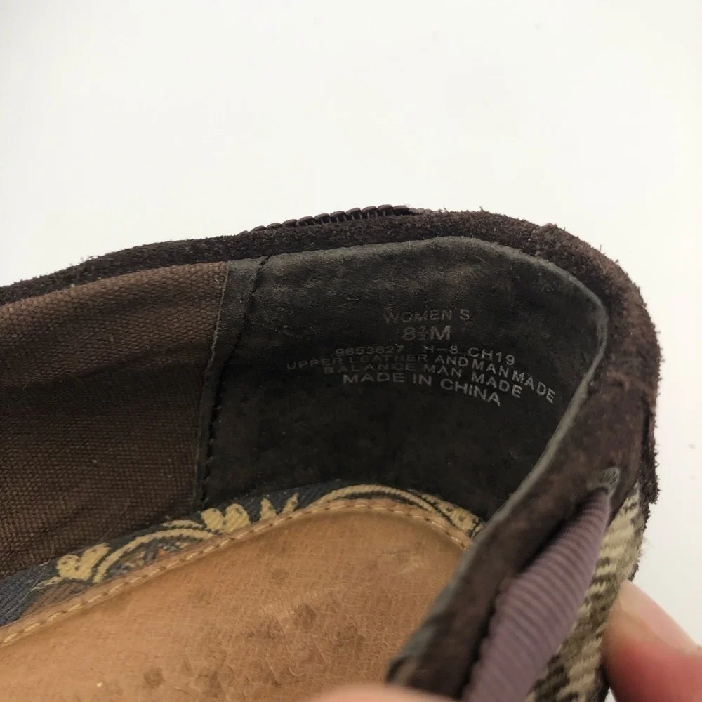 Sperry Brown Wedge Tweed Shoes Sz 8.5